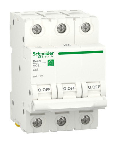 Автоматический выключатель Schneider Electric Resi9 3P 63А (C) 6кА, R9F12363