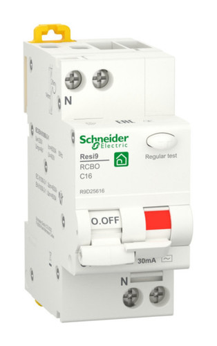 Дифавтомат Schneider Electric Resi9 1P+N 16А ( C ) 6 кА, 30 мА ( AC ), R9D25616