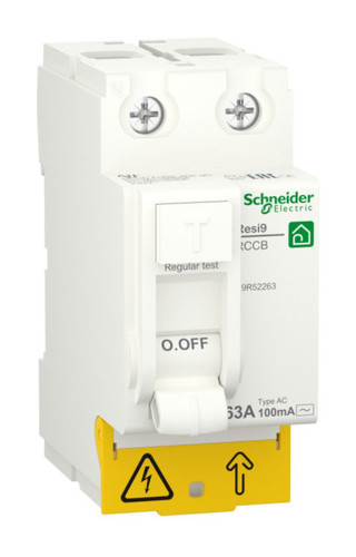 УЗО Schneider Electric Resi9 2P 63А, 100 мА ( AC ), R9R52263