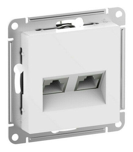 Розетка компьютерная 2xRJ45 Cat.6 Systeme Electric ATLASDESIGN, скрытый монтаж, белый, ATN000188